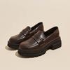 Women's New Spring and Autumn Thick Soled Loafers with Small Leather Shoes British Style Retro Soft Leather Single Shoes