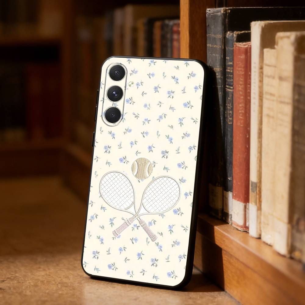 Чехол для телефона с принтом "Теннис" для Samsung S26, S25, S24, S23, S22, S21, Plus, Fe, Lite, Другие, Черный