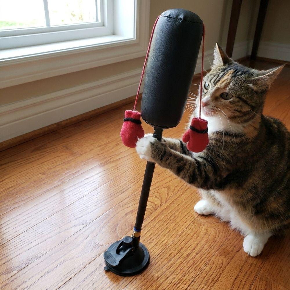 Self-standing Pet Punching Bag Toy Suction Cup Cat Boxing Game Interactive Cat Toy Indoor Play