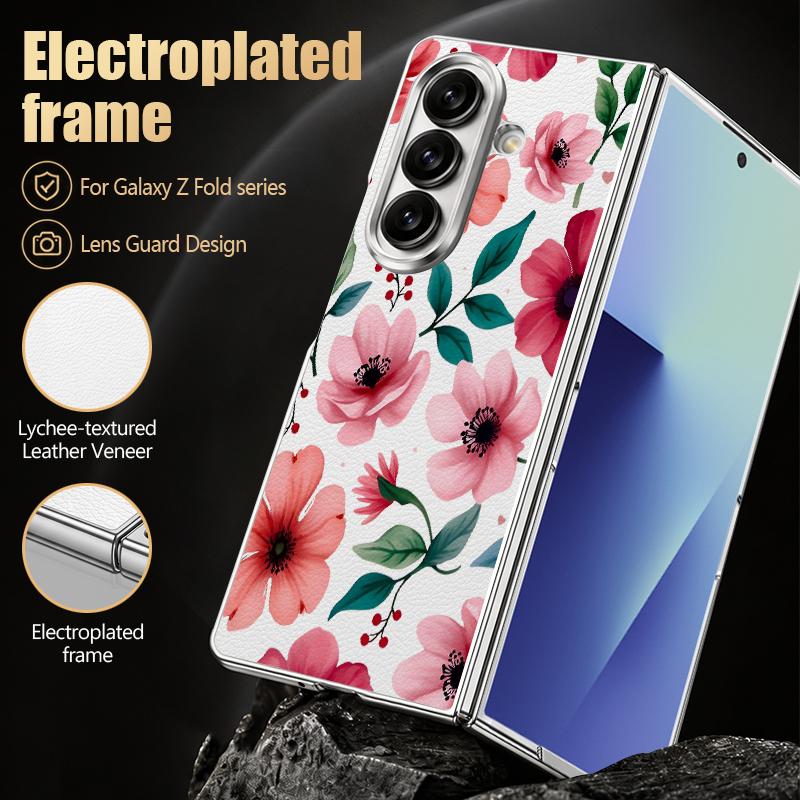 Винтажный чехол с принтом клубничных цветов для Samsung Z Fold 8 Ultra 7 6 5, роскошная кожаная накладка с покрытием, жесткий чехол для телефона для Galaxy Z Fold8 Fold7 Fold6