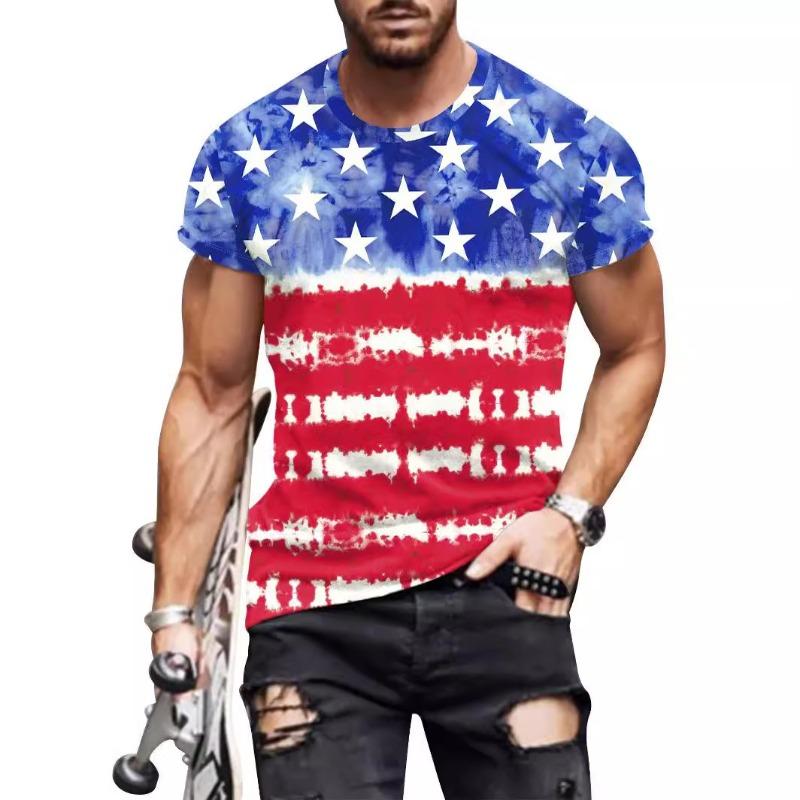 Летняя мужская футболка с принтом национального флага, круглый вырез, короткий рукав, повседневная свободная рубашка с коротким рукавом, футболки мужские