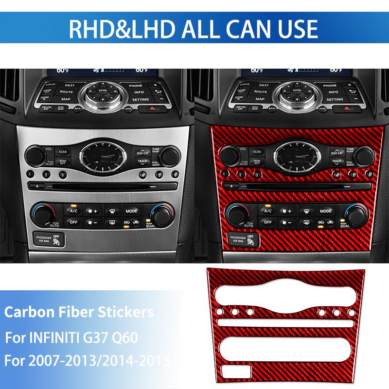 Наклейка на центральную панель управления из настоящего углеродного волокна, аксессуары для интерьера, Стайлинговое украшение для Infiniti G37 2007-2013 Q60