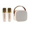 Smaly 2024 New Mini Karaoke Set Beige with 2 Karaoke Microphones Home Karaoke Portable Voice Cut SM-KM200