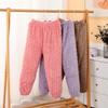 "Cozy Hemp Pattern Coral Fleece Pants - Warm, Thick, Elastic Flannel Pajamas for Autumn & Winter Outdoor Wear"