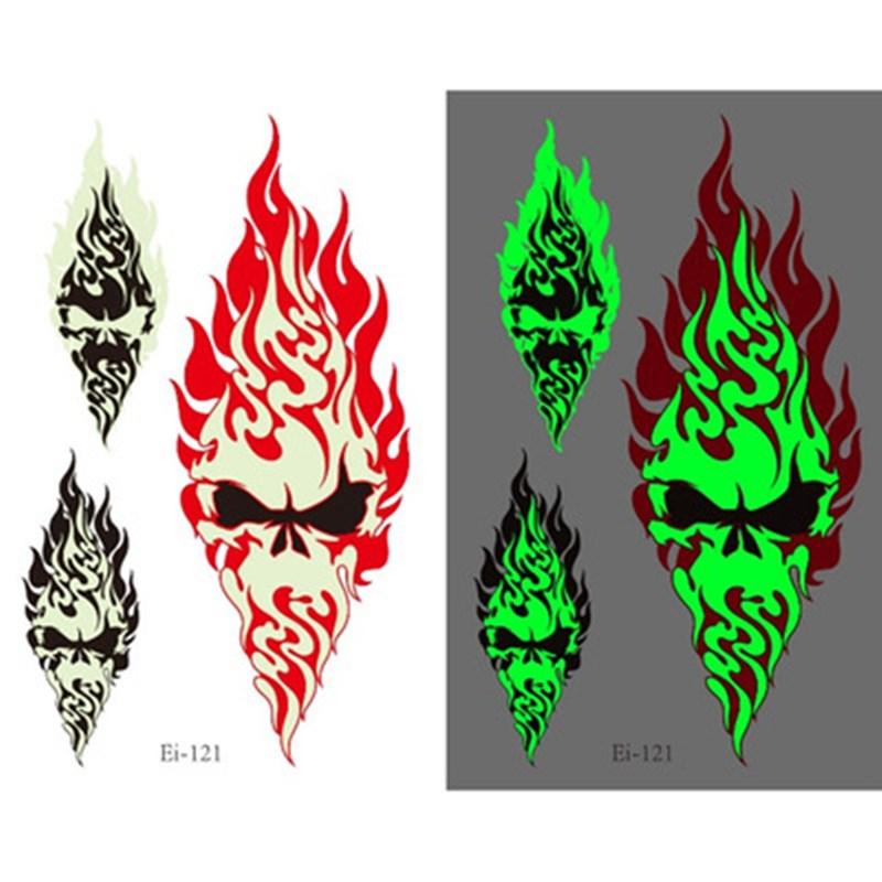 Tattoo Sticker TotemSymbol Flame Stars Moon Flash Luminous Tattoos Wolf Body Art Arm Waterproof Temporary Fake Tatoo Women Men