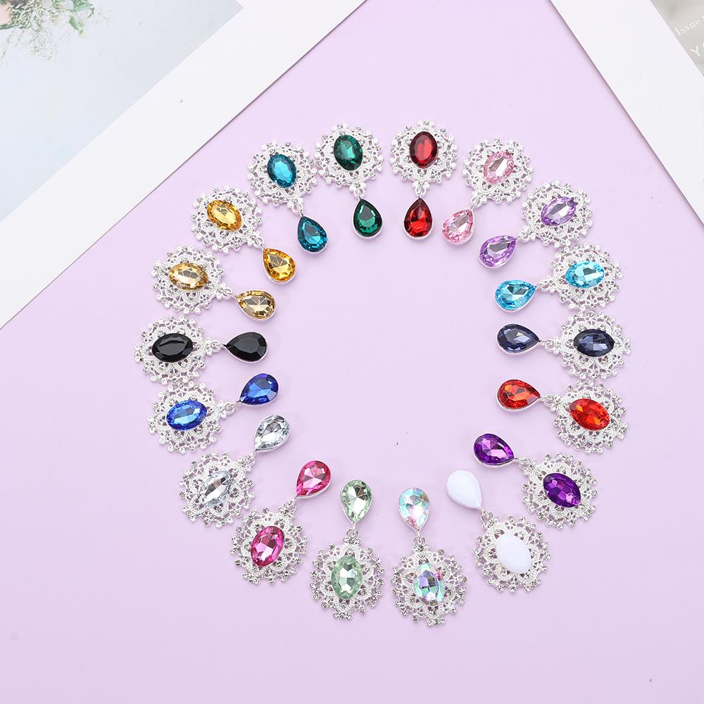 Faceplate Garment Decorative Water Droplets Sewing Button Alloy Rhinestone Pendant Scrapbooking