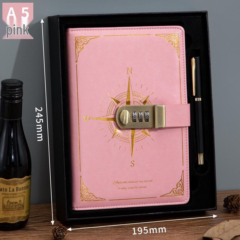 Ретро блокнот на пароле с замком 2025 - Простой и литературный дизайн для мужчин и женщин