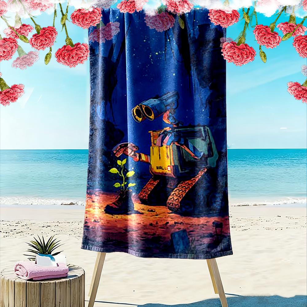 Robot with Plant on Starry Night Beach towel quick-drying for travel outdoor sports jogging beach and swimming