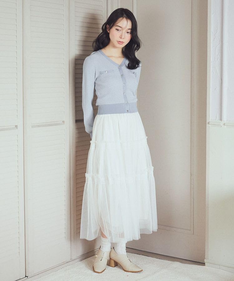 Earth Music Ecology Юбка многоярусная из тюля с оборками F & Юбка, Юбка, Женская, 01000113100, Слоновая кость,