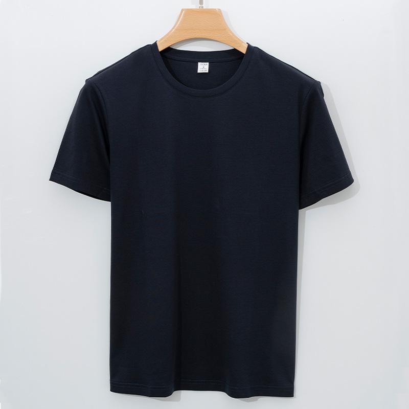 Mercerized Cotton T-shirt Men's Short-sleeved Round Neck Solid Color Pure Cotton Velvet Cotton Men's T-shirt