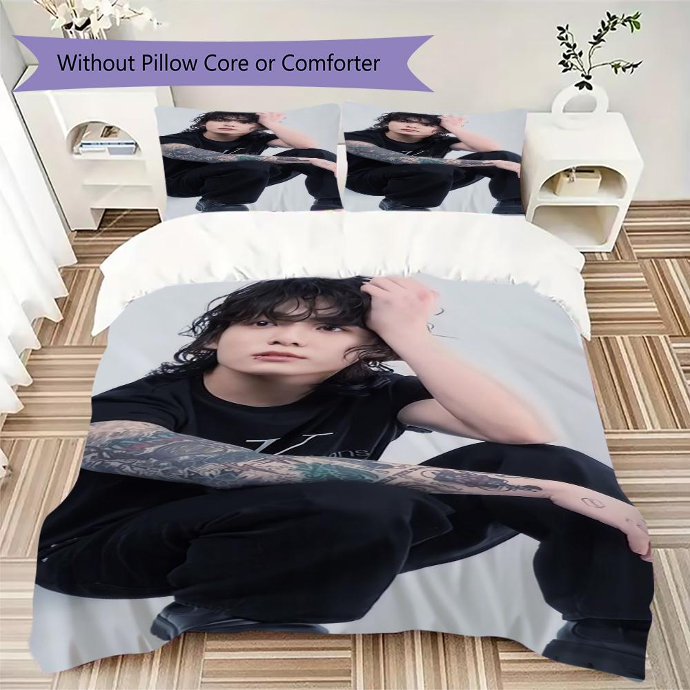 Bts Jungkook Edgy Style Threepiece Set Without Core 1 Duvet Cover 2 Pillowcase Without Core Soft And Comfortable Duvet Cover And Pillowcase