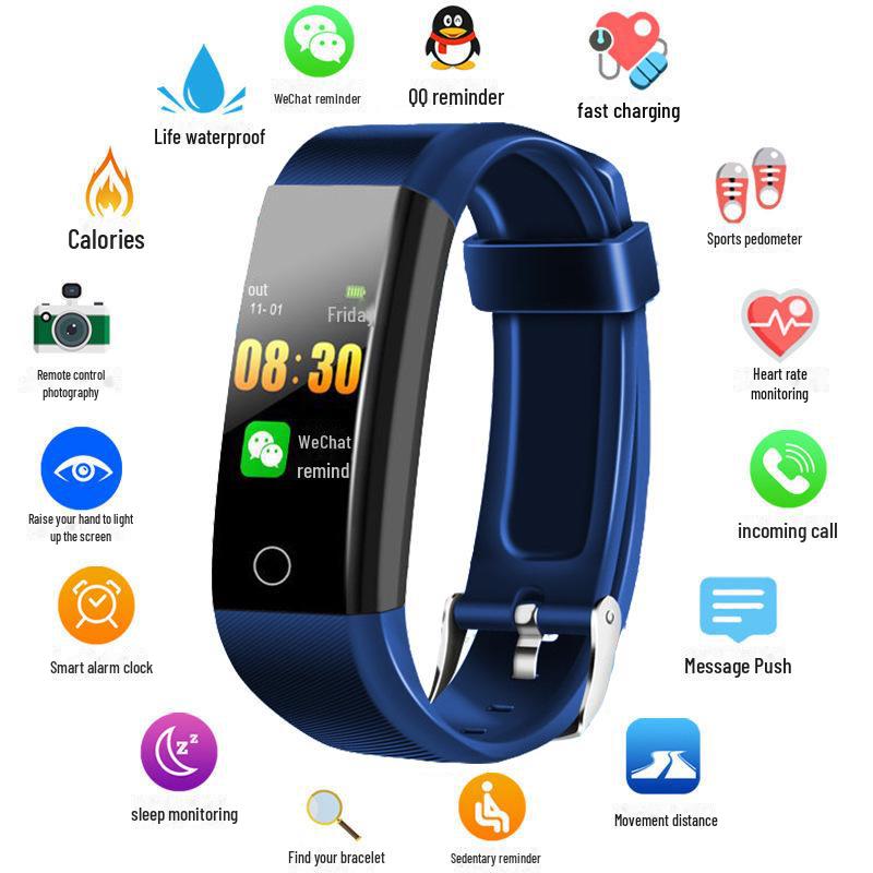 "Smart 115Plus Sports Bracelet: Heart Rate & Blood Pressure Monitor, Color Screen, Pedometer for Men & Women"