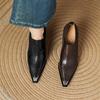 Fashion New Spring Genuine Leather Shoes for Women Fashion Metal Pointed Toe Women Pumps Shoes Chunky Heels Loafers High Heels