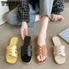Летние тапочки для женщин, нескользящие и простые, классные тапочки, подходящие для ношения дома и на улице, одна линия тапочек