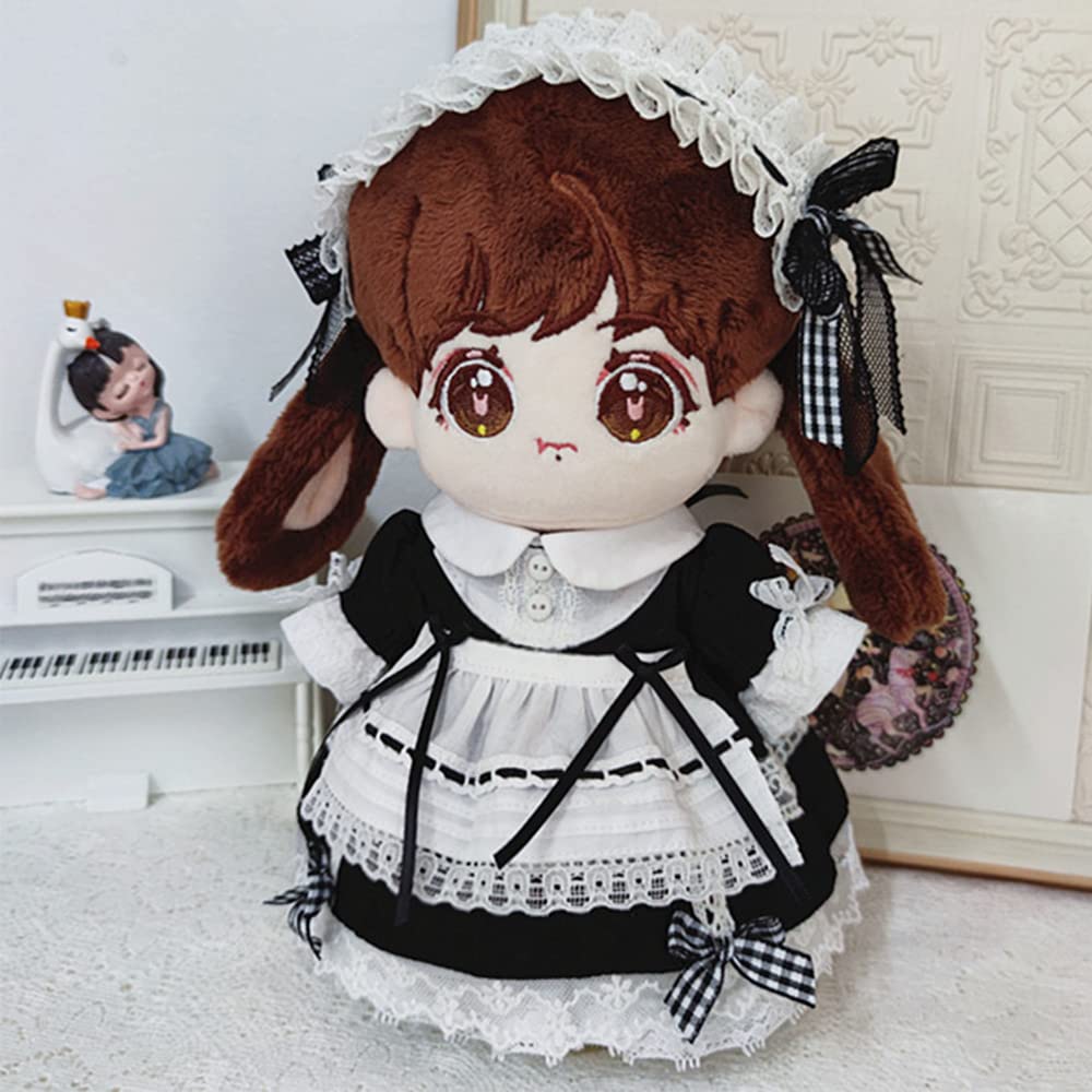 Niannyyhouse 20 см Одежда для куклы Наряд горничной Повязка на голову Платье Фартук Комплект Кружевное платье Одежда для куклы Одежда для куклы-младенца Одежда для мягкой игрушки Наряжаться Одежда для хлопковой куклы + +