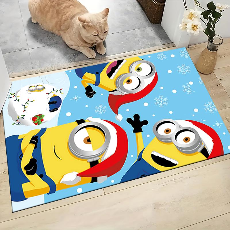1Pc Christmas Minion Celebration Carpet Rug Soft Washable Antislip Home Living Room Sofa Mats Personalized Christmas Rug