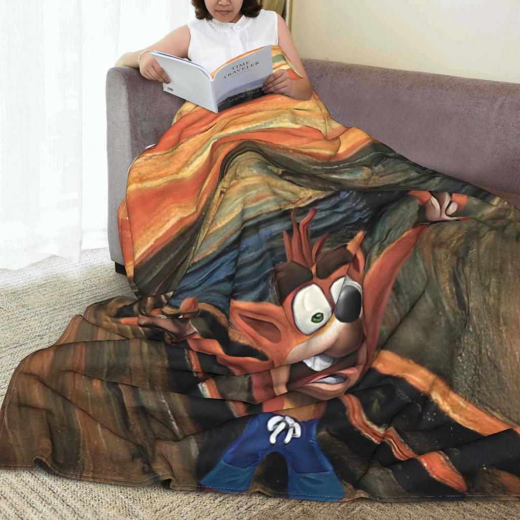 Мультяшное одеяло Crash Bandicoot Различные размеры Уютное и легкое Пледы для дивана и кровати с персонажами видеоигр