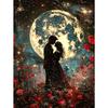 5d DIY Diamond Painting Cross Stitch Couple Silhouette Moon Scenery Diamond Embroidery Mosaic Full Round Drill Home Decor