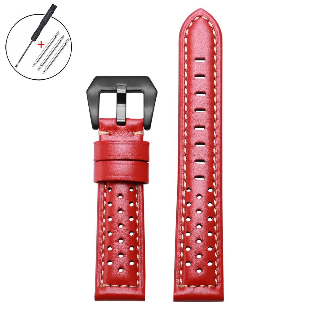 Ремешки для часов из натуральной кожи ручной работы 20 мм 18/22/24/26 мм для Panerai для Omega Мягкий Мужской Винтажный Дышащий Браслет Ремень из Коровьей Кожи