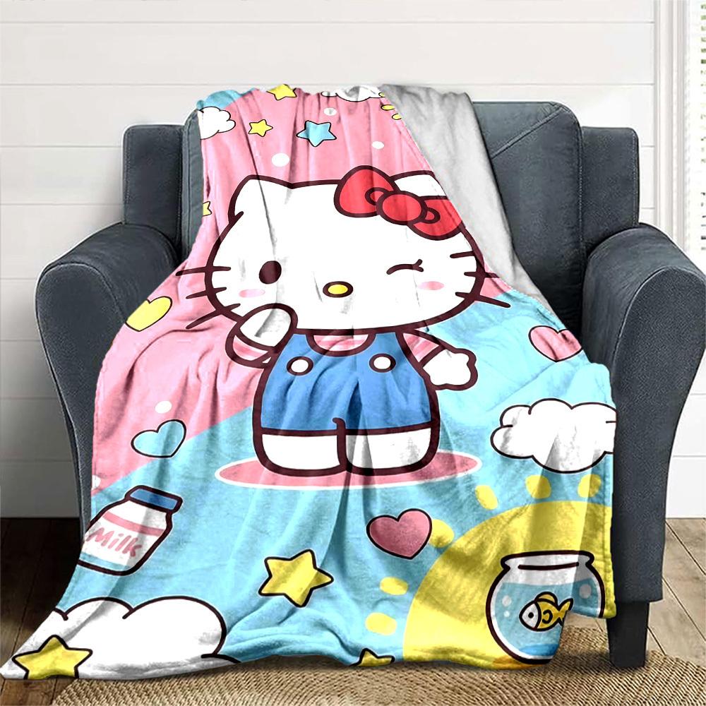 1 шт. Молочное одеяло Hello Kitty Легкое фланелевое покрывало для дивана, кровати, путешествий, кемпинга, гостиной, офиса, кресла
