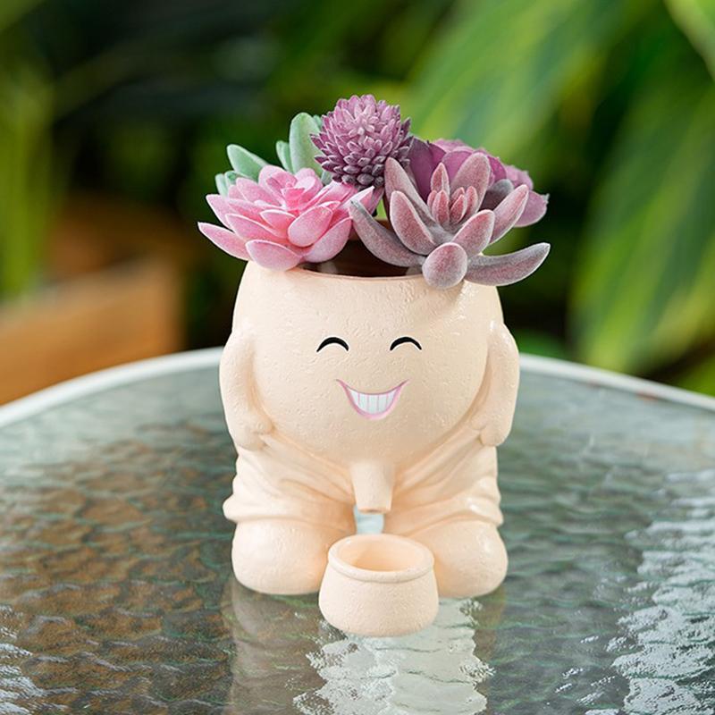 Необычный креативный горшок с изображением смайлика, горшок для растений Naughty Boy с дренажным отверстием, для использования в помещении и на открытом воздухе, Рождество