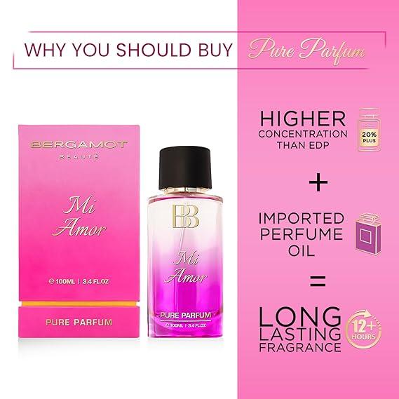 Bergamot Beaute MI AMOR Pure Parfum | 12+ часов стойких духов для женщин | Более высокая концентрация, чем парфюмированная вода 100 мл