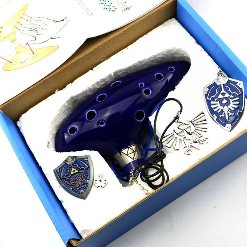 Ocarina Ceramic Legend Of 12 Holes Ceramic Alto C Ocarina Flute Blue Inspired Time Musical Instrument For Beginner Accessories