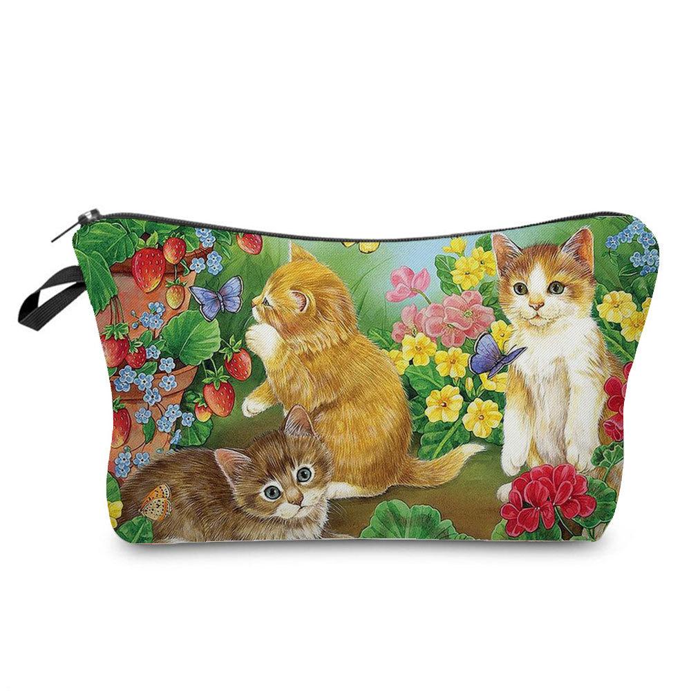 Женская косметичка с принтом кошки, органайзер для туалетных принадлежностей, дорожный чехол для хранения 6429