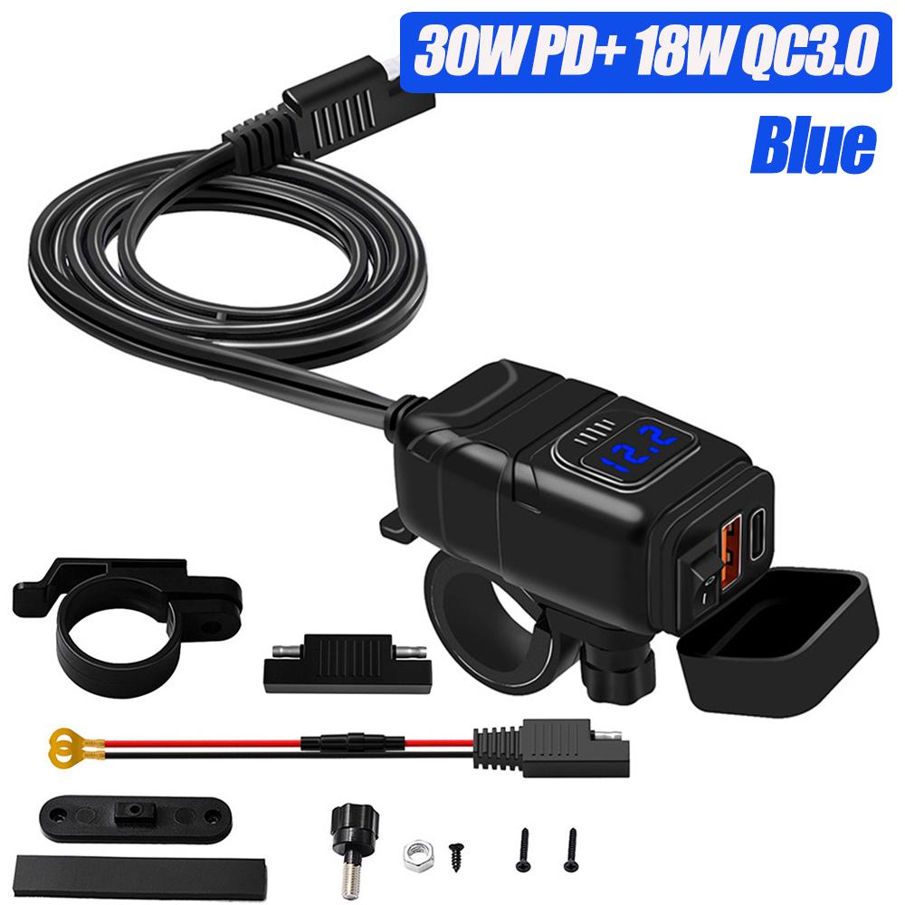 USB-зарядное устройство для мотоцикла, QC3.0 PD, быстрая зарядка, USB-адаптер, адаптер 12 В с вольтметром, аксессуары для мотоциклов