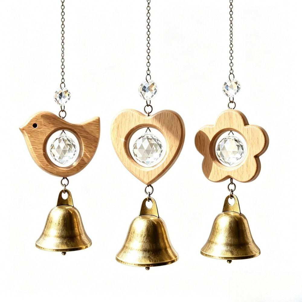 Crystal Prism Bird Wind Chimes Wooden Sun Catcher Vintage Crystal Pendant Home