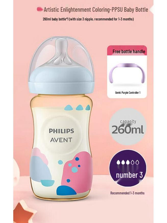 Philips Avent Art Enlightenment Wide-Neck PPSU Baby Bottle