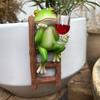 Garden Ornament Pot Hanger Frog Ladder Design Weather-Resistant Resin Pot Edge Ornament Plant Display Accessory