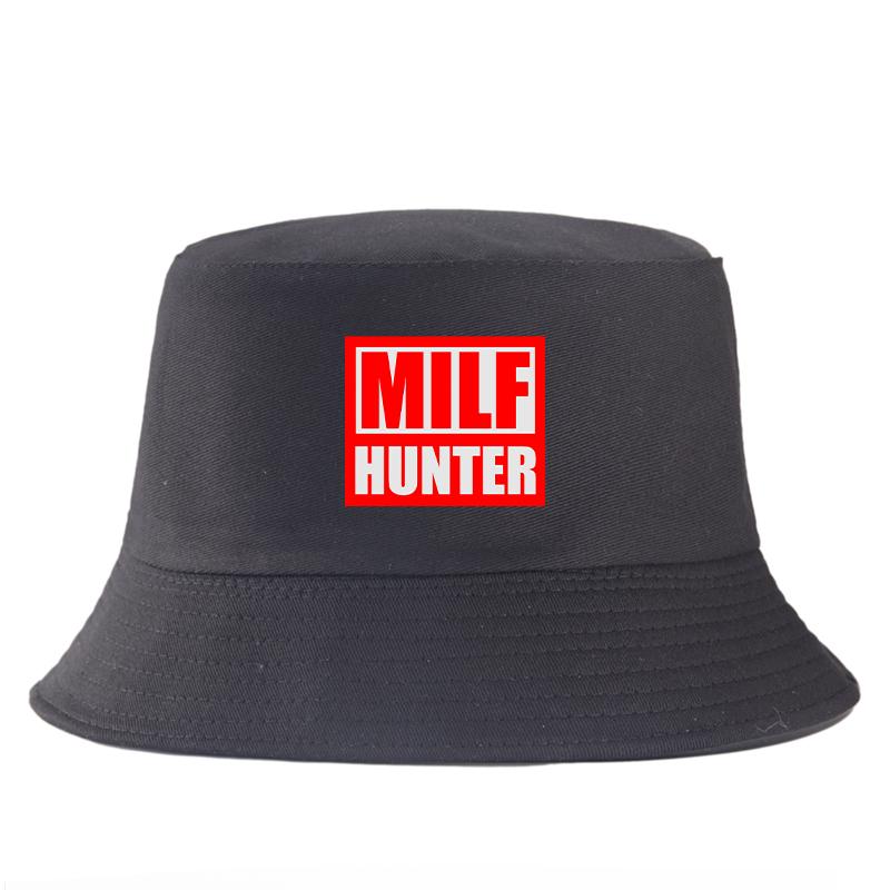 MILF HUNTER Letter Print Reversible Bucket Hat Summer Spring Women Unisex Travel Casual FisherUnisex Cap Girl Boy Bob Panama Hat