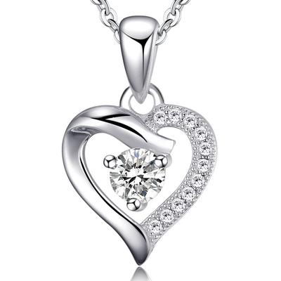 Ожерелье Ashley Jewelry, Стерлинговое серебро 925, Подвеска-сердце, Фианит, Женское, Для вечеринки, Популярное