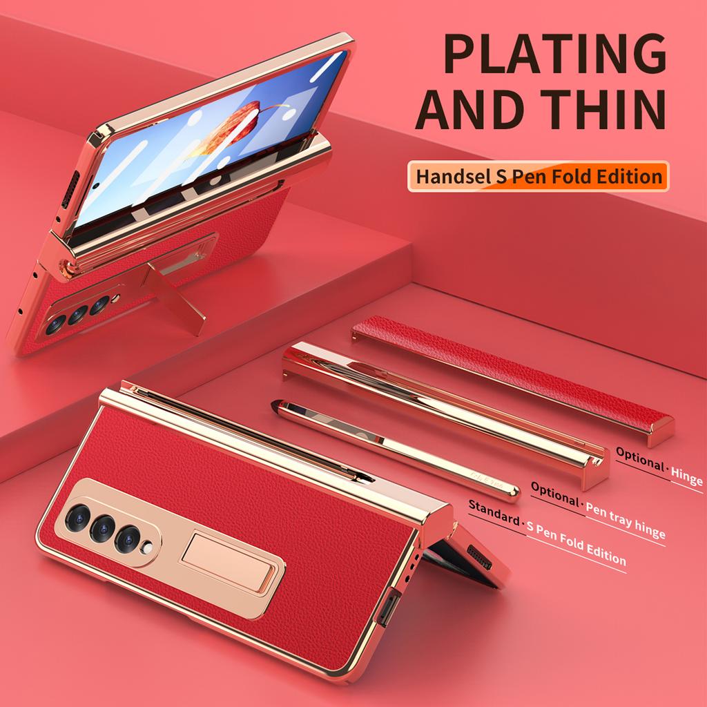 Матовый кожаный чехол с полной защитой для Samsung Galaxy Z Fold4 5g Fold 4 Fold3 Fold2 Fold 3 2, чехлы из закаленного стекла