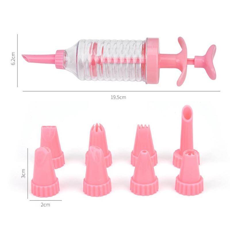 8 Pcs Pipe Nozzles With Syringe Plastic Cream Baking Nozzle Pastry Tools