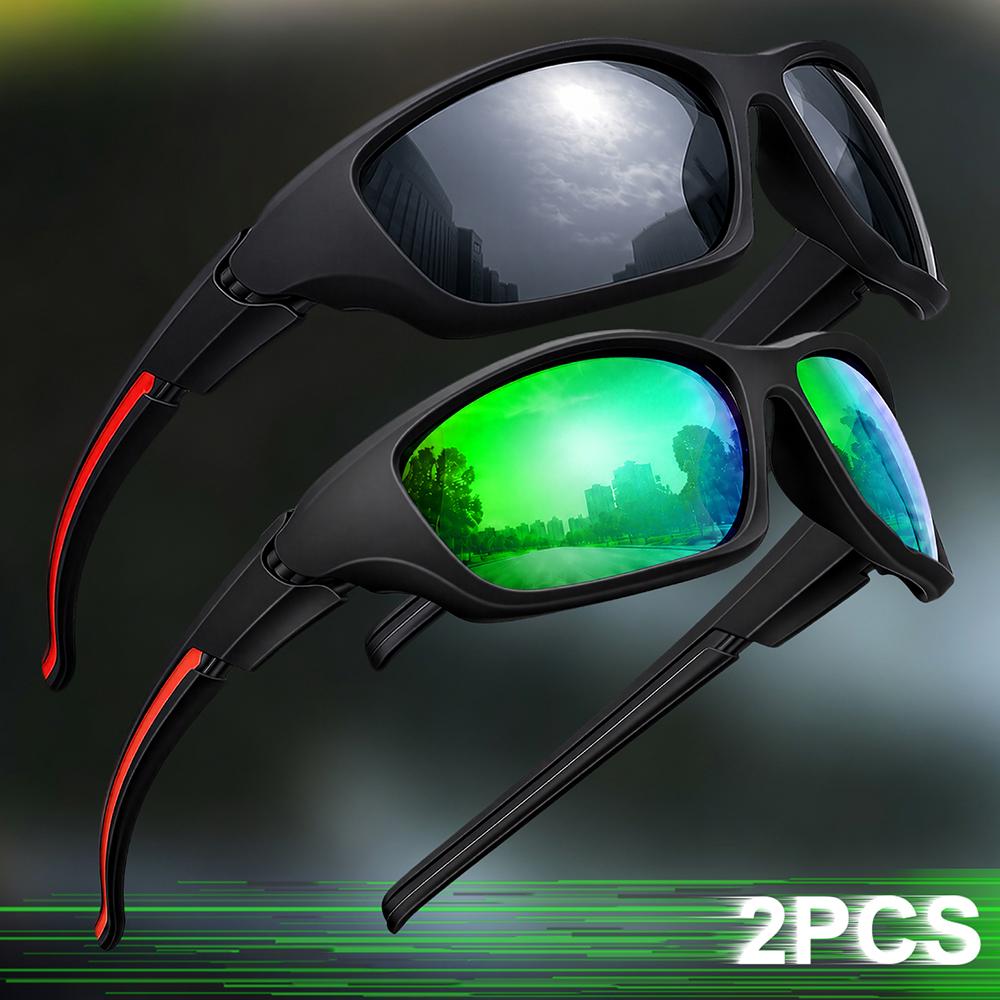 2pcs Polarized Surround Fashion Sunglasses Men Women Outdoor Sports Cycling Fishing Hiking Golf Advanced Cool Fantasy