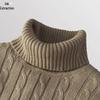 Men's Thick Velvet Sweater - Warm, Soft, High Collar, Stylish Knitted Design for Autumn and Winter.