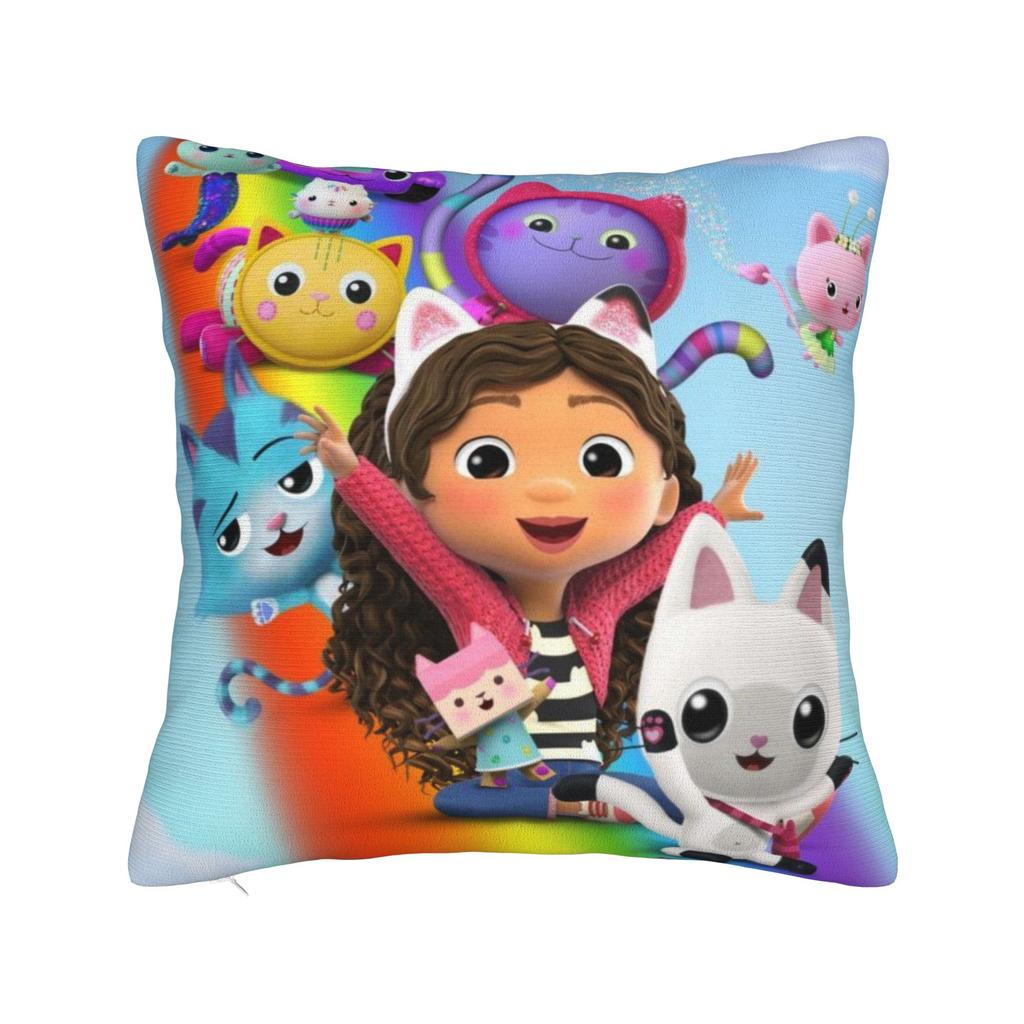 Gabby Dollhouse Cartoon Pillowcase Polyester Cushion Cover Decorative Cute Animals Pillow Case Cover Home Square 45X45cm