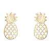 Трендовые простые полые нарисованные серьги-гвоздики в виде ананаса для женщин, геометрические украшения золотого цвета
