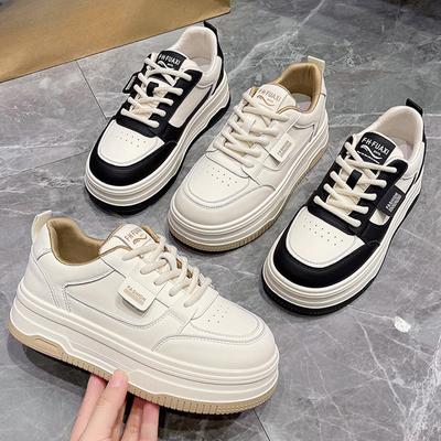 Туфли на платформе белые женские туфли из натуральной кожи Panda Board Shoes Весенние новые универсальные повседневные кроссовки женские
