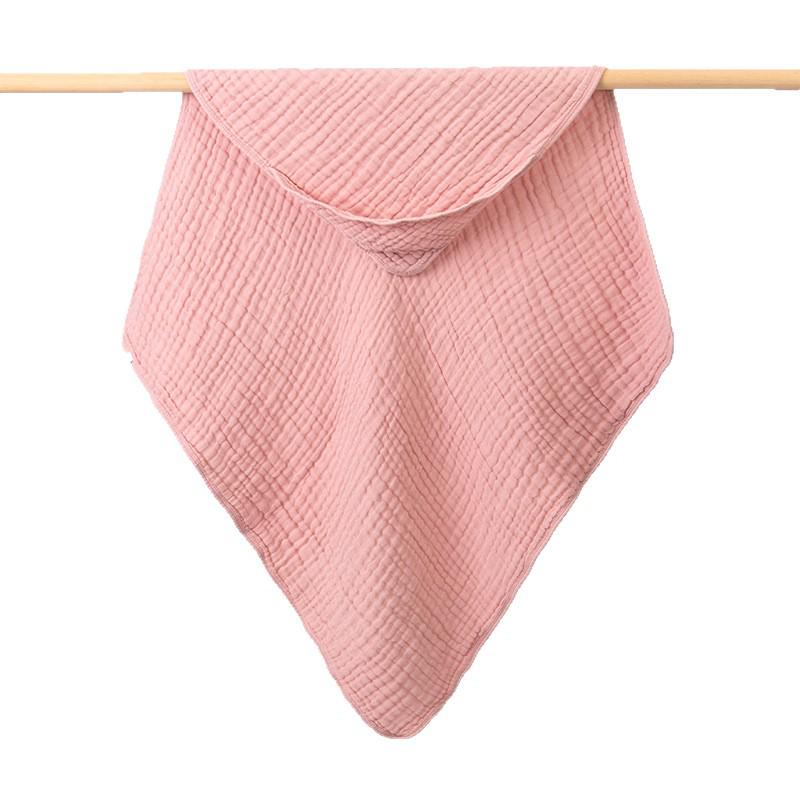 Pure Cotton Hooded Baby Swaddle Towel - Solid Color Gauze
