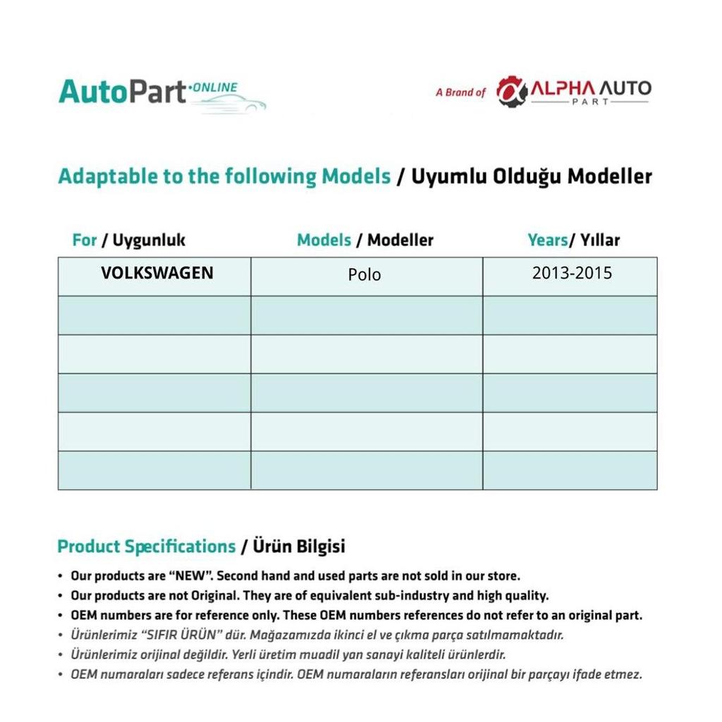 Ремкомплект переднего правого стекла для Volkswagen Polo новой модели