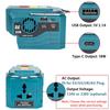 Инвертор питания для аккумулятора Makita 18V, DC 18V в AC 120V/220V, портативная электростанция с USB, Type-C, светодиодный фонарь 280 лм для кемпинга