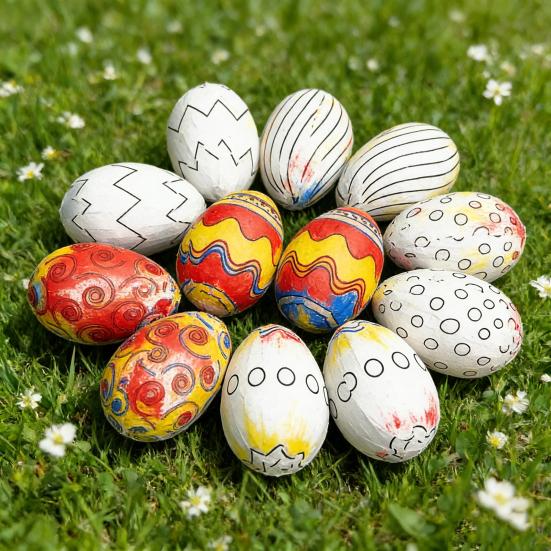 12 шт. Пенопластовые пасхальные яйца для поделок, DIY раскрашивания, искусственные яйца для Пасхи, Рождества, праздничного искусства, изготовления поделок, школьных проектов