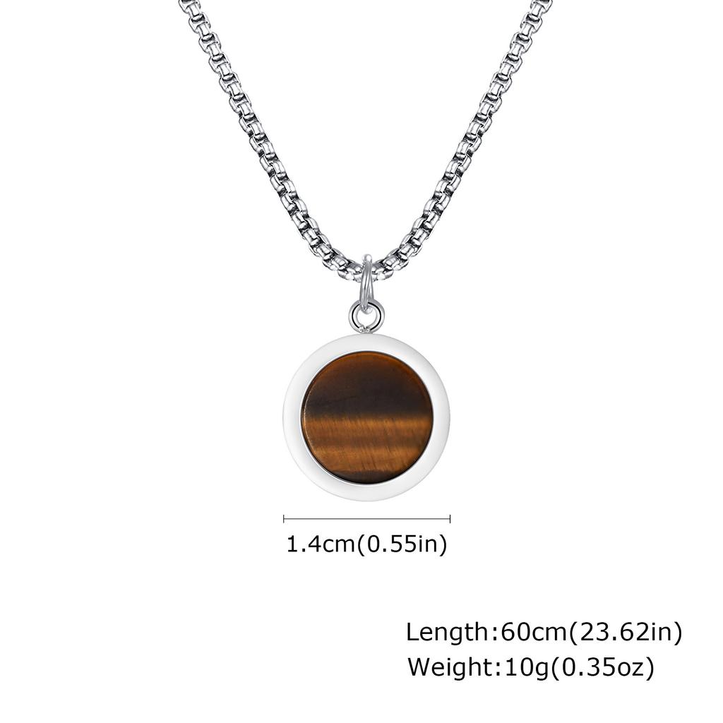 Stainless Steel Round, Oval Brand Natural Stone Abalone Shell Necklace Men'S Geometric Simple Pendant Nc-1061