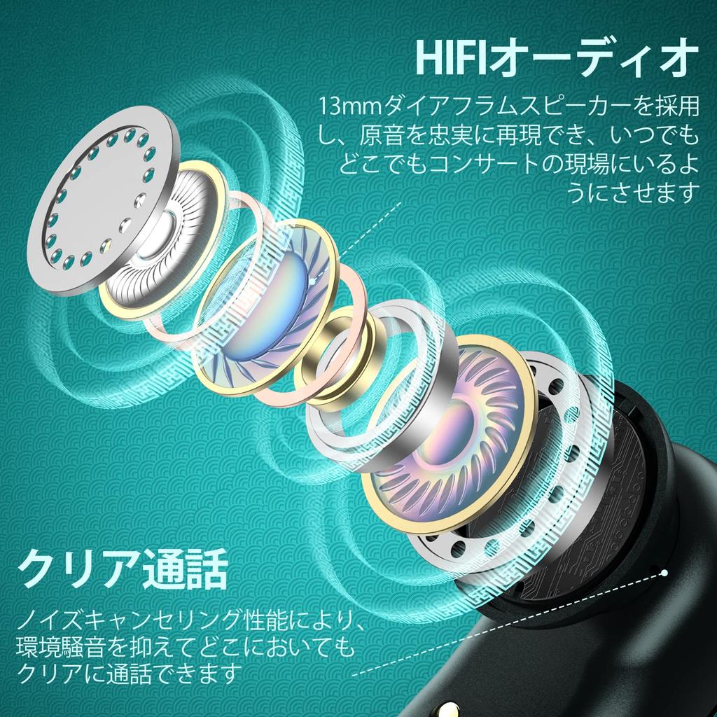 [Bluetooth 5.3 Наушники с Заушным Креплением] Беспроводные Bluetooth-наушники, Наушники, 40 часов воспроизведения, 13 мм драйверы, Качество звука Hi-Fi, Поддержка AAC, LED