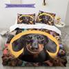 Colorful Dachshund Pattern Bedding Home Decoration Birthday Gift (1 * duvet cover + 2 * pillowcase, without core)