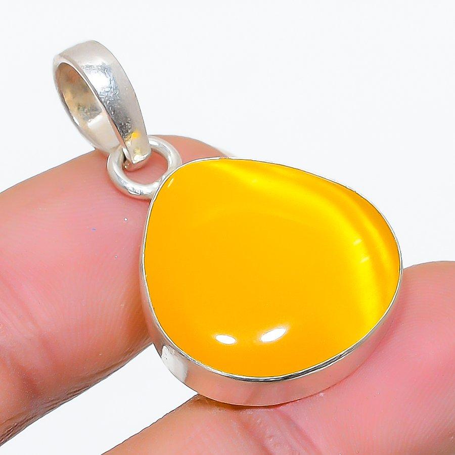 Monalisa Stone Gemstone Handmade 925 Sterling Silver Jewelry Pendant 1.38" GK-5115