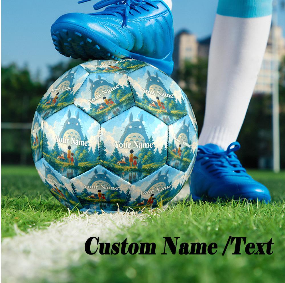 Custom Text Size 5 Soccer Ball, Standard Match Football For OutdoorMy Neighbor Totoro